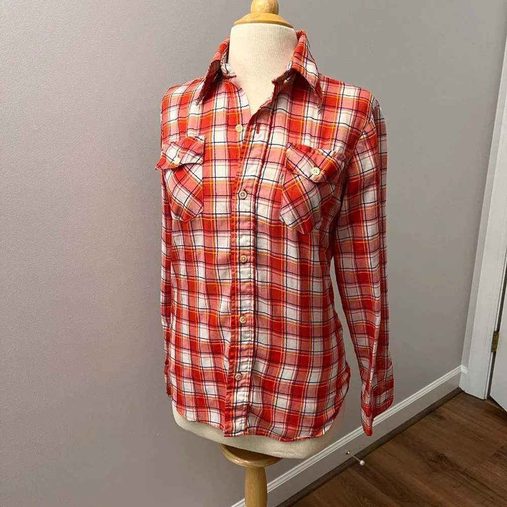 Levi's Vintage 70s Red Plaid Button Down Shirt